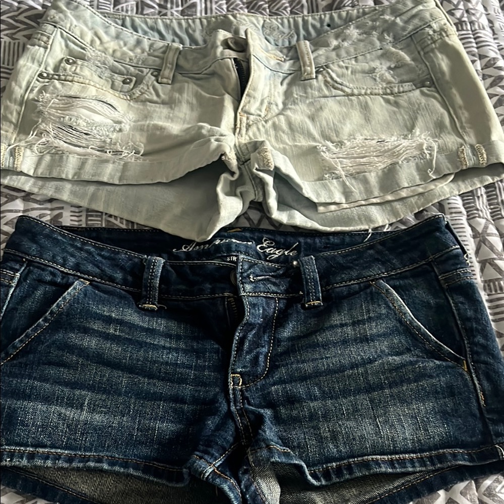 Lot of 2 American Eagle Outfitters Women's Denim Shorts - Blue Sz 4
